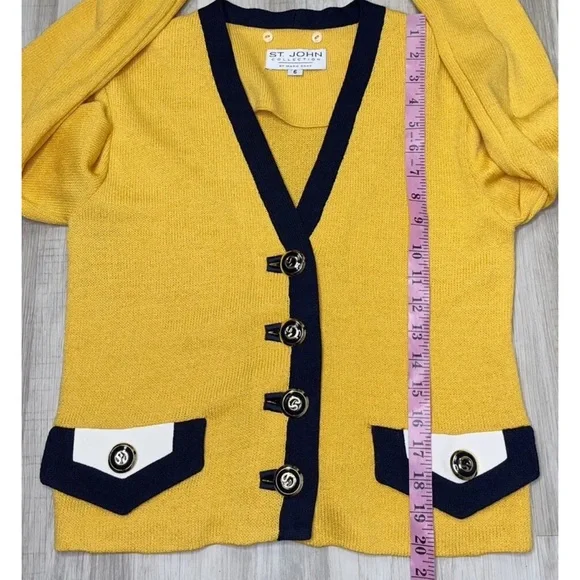 St. John Collection by Marie Gray Yellow Black Santana Knit Jacket / Blazer sz 6 - Picture 5 of 6